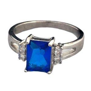 Sterling Silver and Blue Sapphire Ring